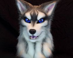 Grey wolf realistic fursuit head 7
