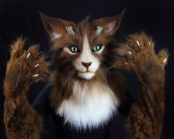 Demon feline realistic fursuit head 1