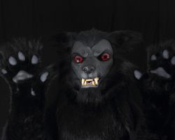 Black werewolf realistic fursuit head 5